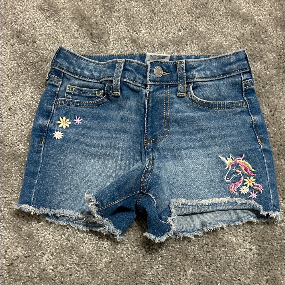 Jumping Beans Blue Jean Shorts with Unicorn Embroidery